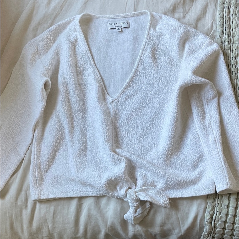 Madewell texture and thread V-Neck Tie-Front Sweater